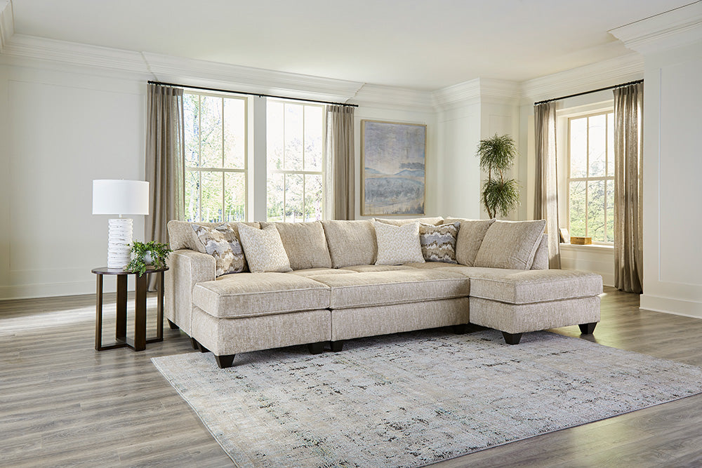 Peak Living - 450 Moose Lake Sand Double Chaise Sectional w/ Ottoman in Sand - 45020-3009_45013-3009_45005-3009 view 2