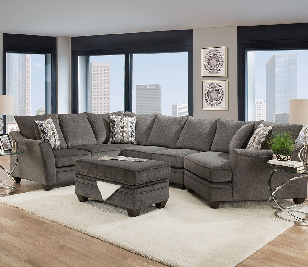 Peak Living - 4810 Tide Anchor Sectional w/ Ottoman in Dark Grey - 4810-6363_4815-6363_4822-6363_4806-6363 view 1