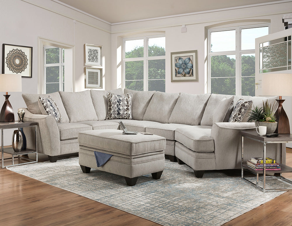 Peak Living - 4810 Tide Cloud Sectional w/ Ottoman in Light Grey - 4810-6365_4815-6365_4822-6365_4806-6365 view 1
