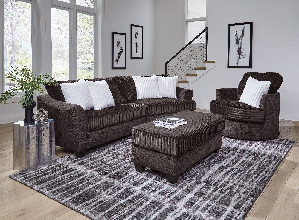 Peak Living - 640 Greame Espresso/Massis Espresso Cuddler Sofa w/ Ottoman in Brown - 64015-4024_64016-4024_64005-4024 view 2