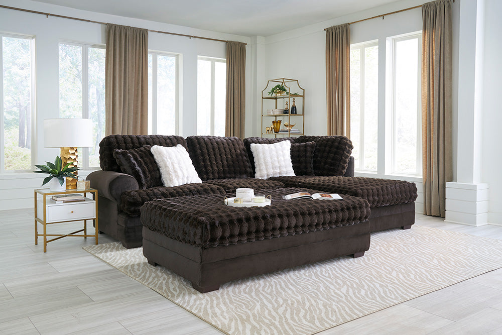 Peak Living - 7000 Kama Expresso/Crown Expresso Sectional w/ Ottoman in Brown - 7010-2251_7030-2251_7005-2251 view 1