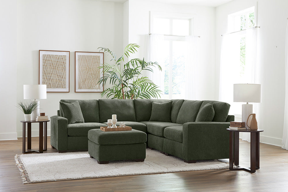 Peak Living - 730 Cardiff Forest Sectional in Green - 73076-4703_73077-4703_73011-4703_73011-4703_73024-4703_73005-4703 view 1