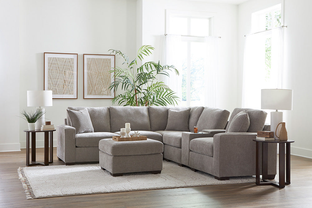 Peak Living - 730 Cardiff Sand Sectional w/ Console in Sand - 73076-4702_73077-4702_73011-4702_73011-4702_73024-4702_73005-4702_73018-4702 view 1