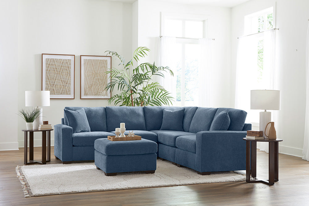 Peak Living - 730 Cardiff Slate Sectional in Blue - 73076-4701_73077-4701_73011-4701_73011-4701_73024-4701_73005-4701 view 1