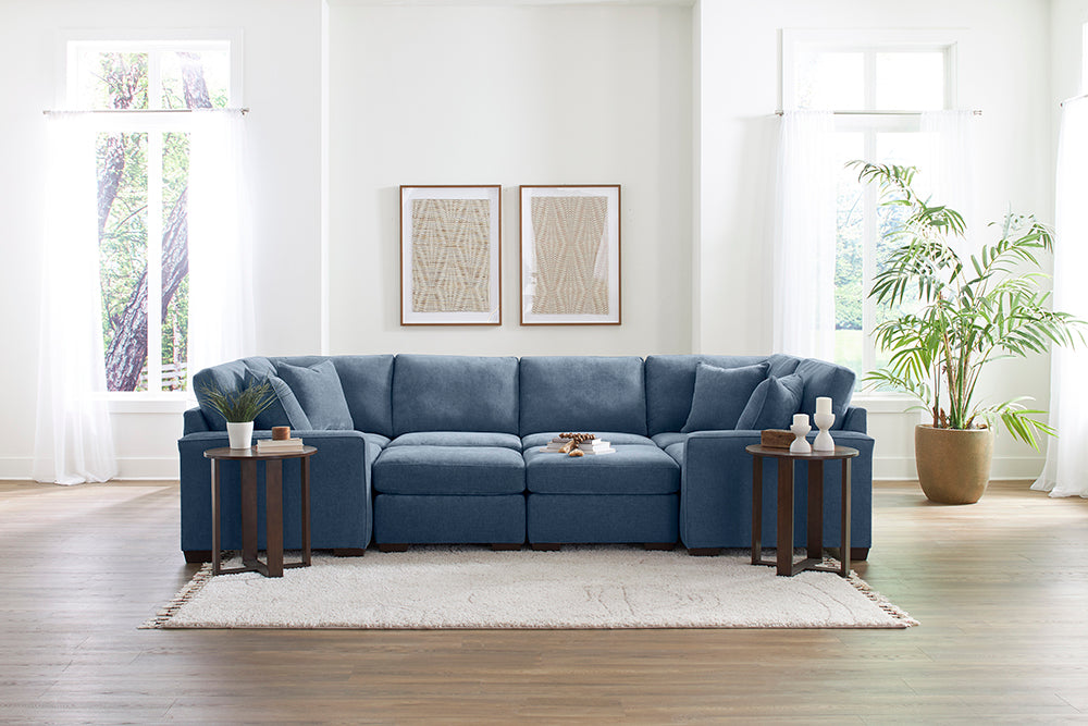 Peak Living - 730 Cardiff Slate U-Shaped Sectional in Blue - 73076-4701_73077-4701_73024-4701_73024-4701_73011-4701_73011-4701_73005-4701_73005-4701 view 1