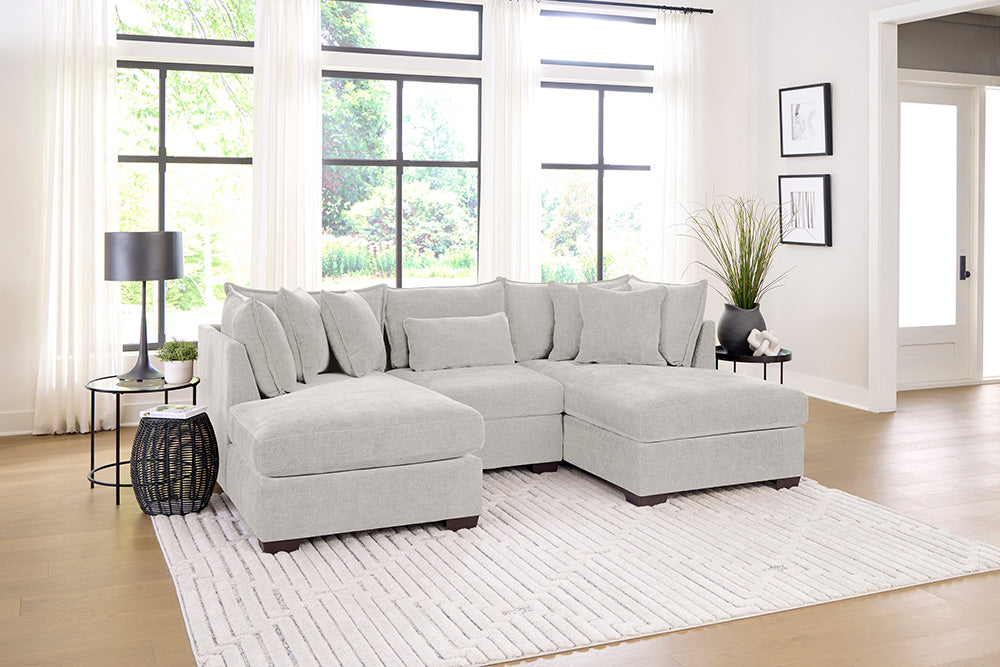 Peak Living - 850 Dino Ivory Double Chaise Sectional w/ 1 Armless in Ivory - 85013-4353_85012-4353_85011-4353 view 1