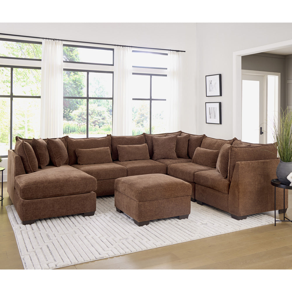Peak Living - 850 Dino Rust Sectional w/ LSF Chaise in Rust - 85012-4351_85011-4351_85011-4351_85011-4351_85024-4351_85024-4351_85006-4351 view 1