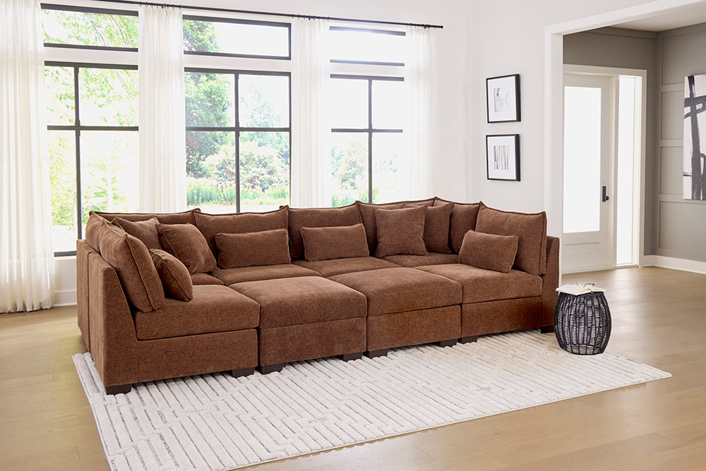 Peak Living - 850 Dino Rust U-Shaped Sectional in Rust - 85024-4351_85024-4351_85011-4351_85011-4351_85011-4351_85011-4351_85006-4351_85006-4351 view 1