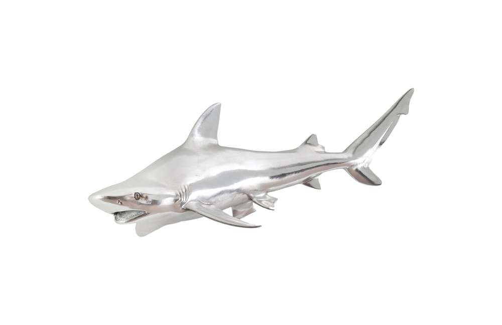 Phillips Collection - Black Tip Reef Shark Wall Sculpture, Resin, Silver Leaf - PH63680 veiw 1