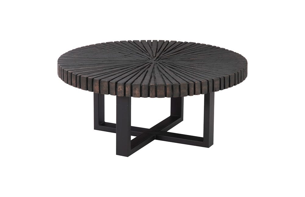 Phillips Collection - Chainsaw Coffee Table, Round, Black Iron Cross Base, Black/Copper - TH103560 view 1