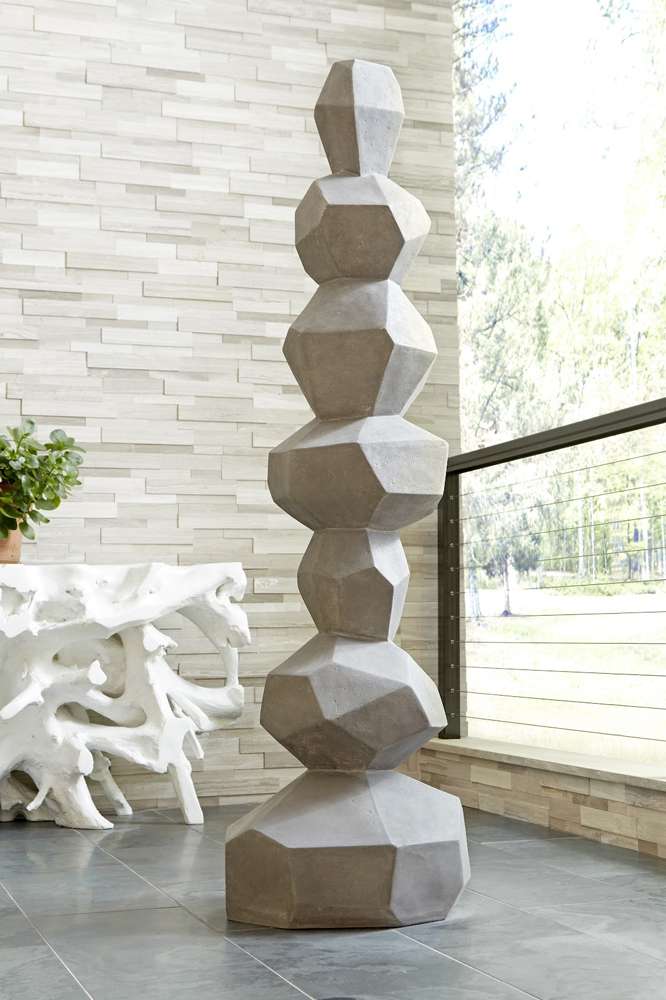 Phillips Collection - Faceted Rock Column Sculpture, Gray - PH100225 veiw 3