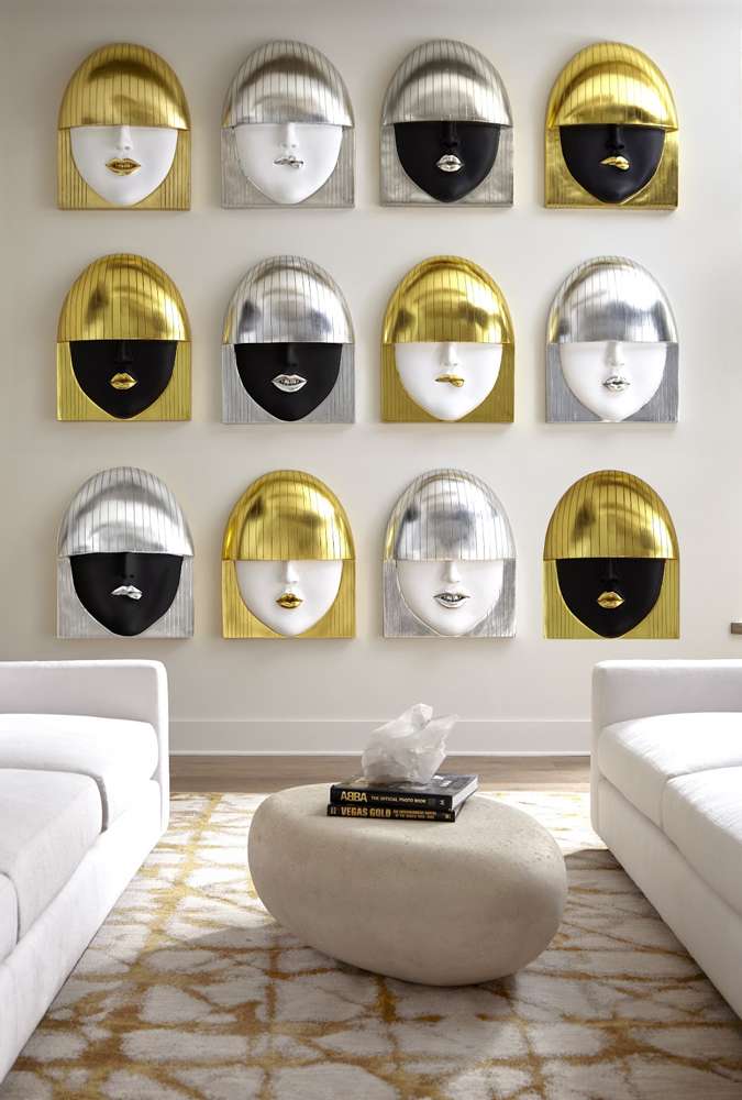 Phillips Collection - Fashion Faces Wall Art, Large, Pout, White and Gold Leaf - PH101926 veiw 3