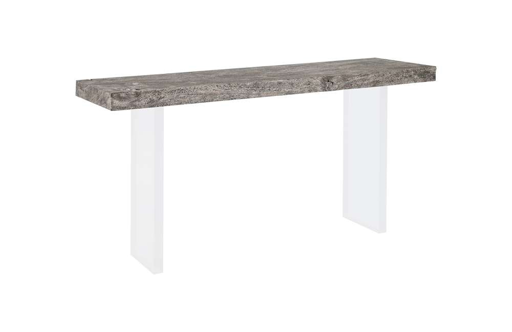 Phillips Collection - Floating Console Table, Gray Stone Finish, Acrylic Legs - TH100570 veiw 1