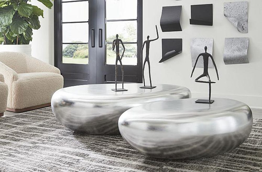 Phillips Collection - River Stone Coffee Table, Silver Leaf, Small - PH57484 view 4