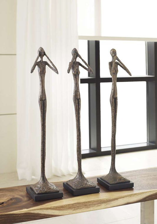 Phillips Collection - Speak No Evil Slender Sculpture, Small, Resin, Bronze Finish - PH59233 veiw 2
