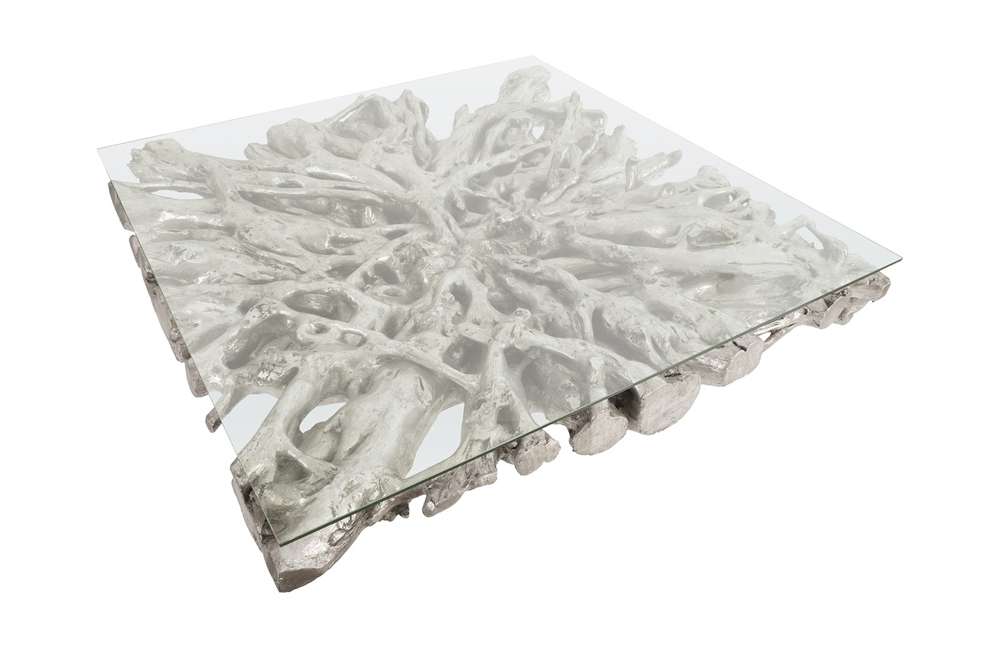Phillips Collection - Square Root Cast Coffee Table, With Glass - PH64211 veiw 3