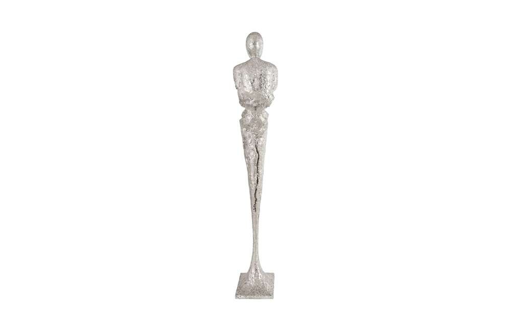 Phillips Collection - Tall Chiseled Male Sculpture, Resin, Silver Leaf - PH76687 veiw 2