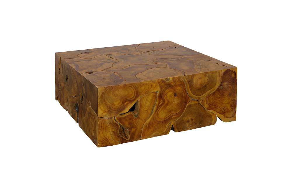 Phillips Collection - Teak Slice Coffee Table, Square, Warm Teak Red Finish - ID113442 veiw 1