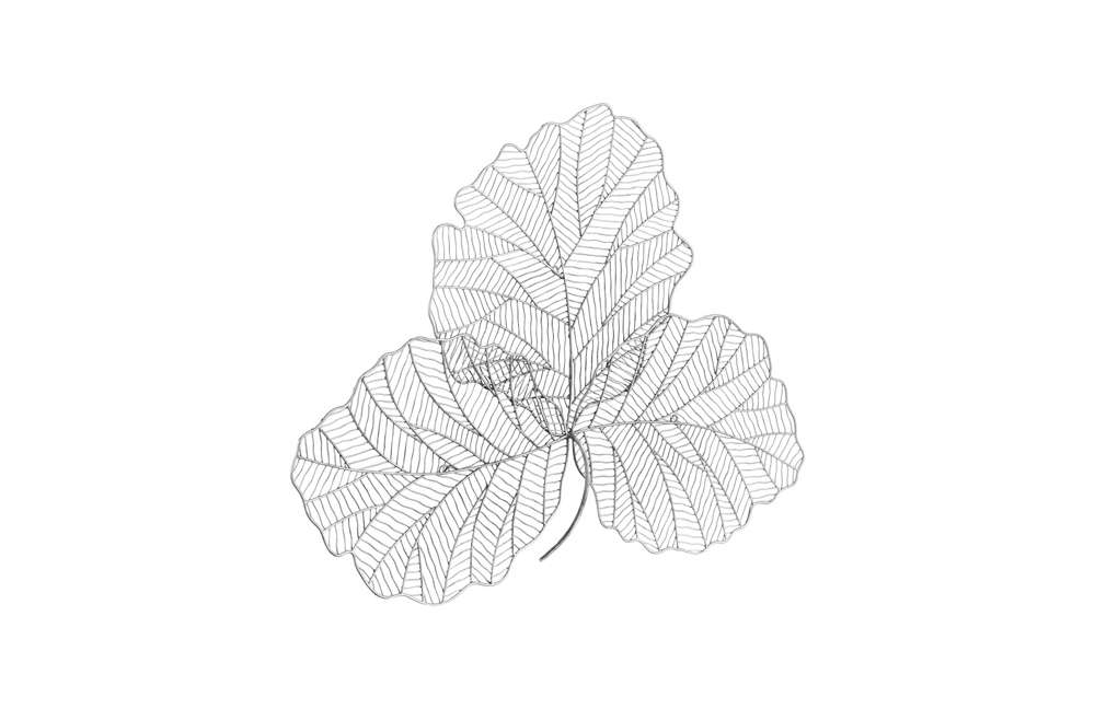 Phillips Collection - Tri Leaf Wall Art, Small, Metal, Silver/Black - TH100855 veiw 2
