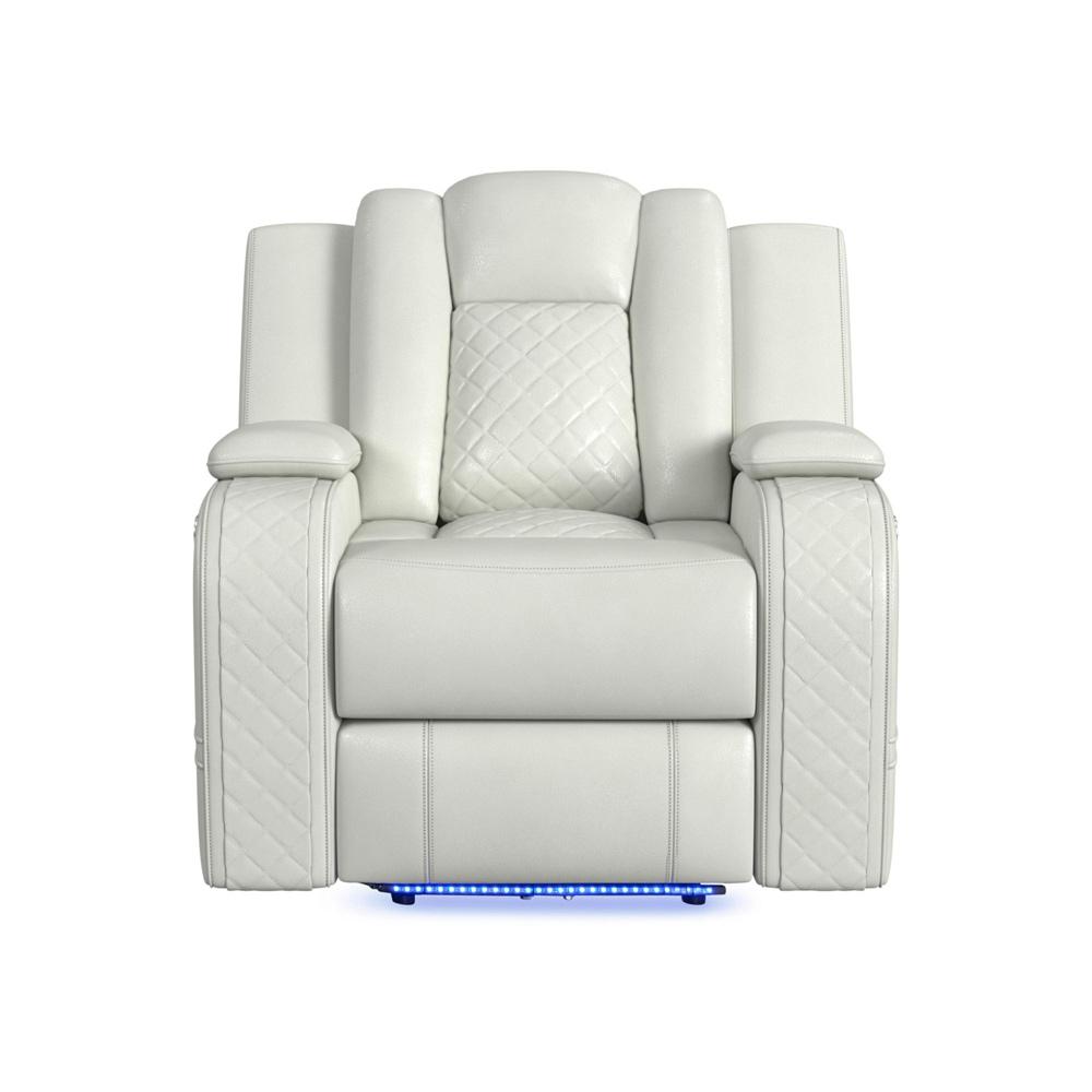 Picket House Furnishings - Amias Power Motion Recliner with Power Headrest, LED in Pebble Oyster - U-8900-8205-105PP veiw 2