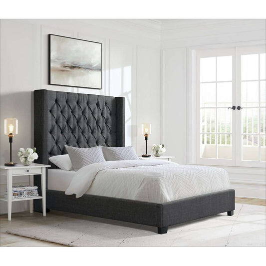 Picket House Furnishings - Arden Queen Tufted Upholstered Bed in Charcoal - UMW090QB veiw 2