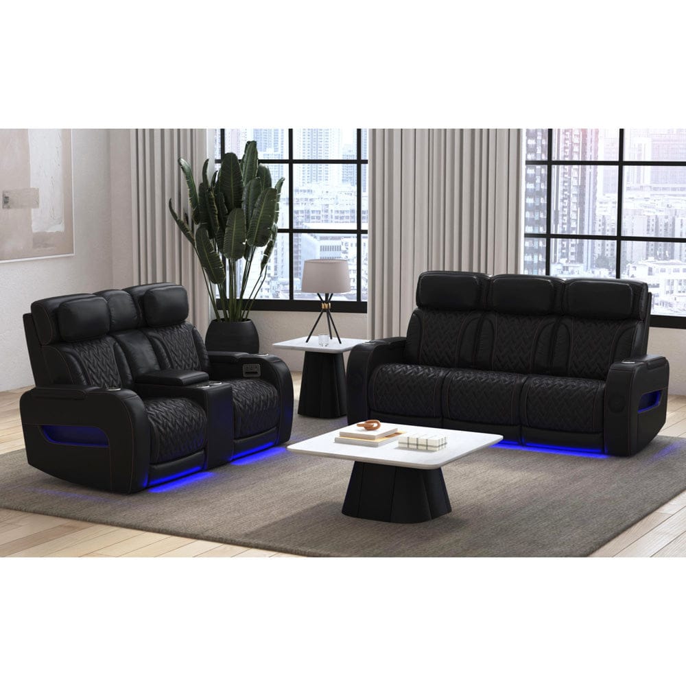 Picket House Furnishings - Ascend P3 2PC Living Room Set in Jett Black with Red Stitching-Sofa & Loveseat - U-16330-10450-SL-2PC view 8