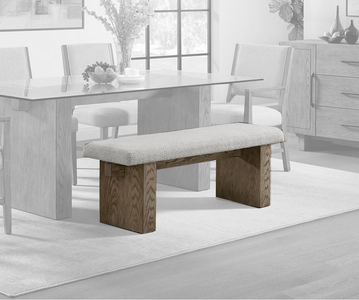 Picket House Furnishings - Bassett Dining Bench with Light Grey Boucle Fabric in Oak - D-10560-5-BN veiw 3