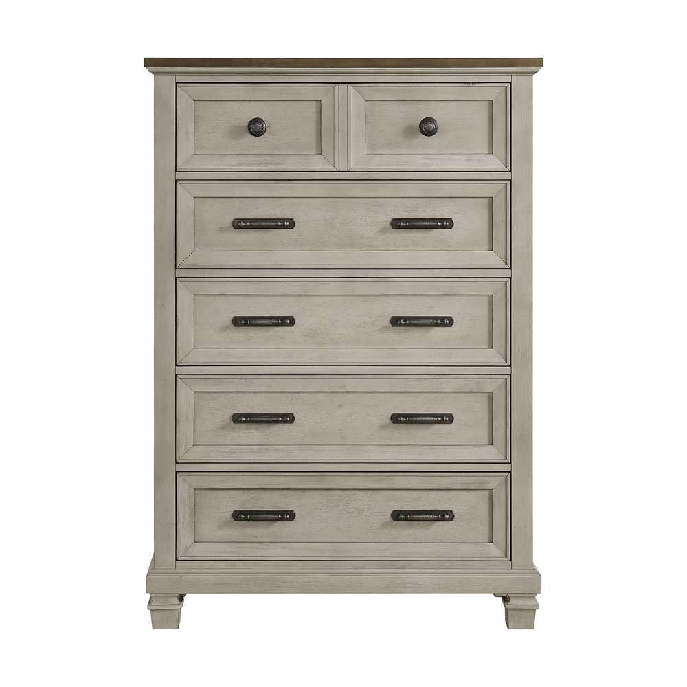 Picket House Furnishings - Bloomfield 5-Drawer Chest in Medium Brown and Washed Stone - B-9890-7-CH veiw 2