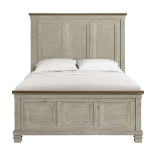 Picket House Furnishings - Bloomfield Queen Panel Bed in Medium Brown and Washed Stone - B-9890-7-QB veiw 2