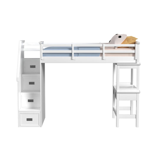 Picket House Furnishings - Brooklyn Kids Twin Loft with Staircase and Desk with Speaker in White - Y-15760-7-L2 veiw 2