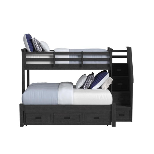 Picket House Furnishings - Brooklyn Kids Twin Over Full Bunk with Staircase and Trundle in Charcoal - Y-15760-8-B6 veiw 2