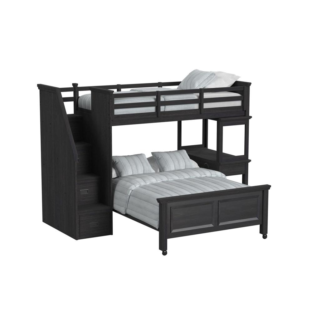 Picket House Furnishings - Brooklyn Kids Twin Over Full Loft with Staircase and Desk with Speaker 5PC Bedroom Set in Charcoal - Y-15760-8-L4-5PC veiw 4