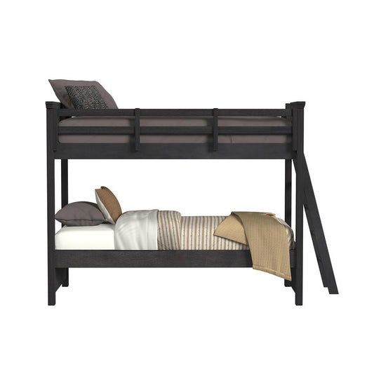 Picket House Furnishings - Brooklyn Kids Twin Over Twin Bunk with Ladder in Charcoal - Y-15760-8-B1 veiw 2