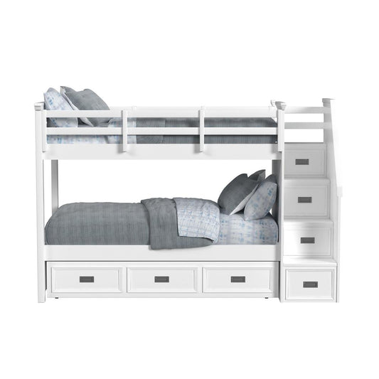 Picket House Furnishings - Brooklyn Kids Twin Over Twin Bunk with Staircase and Trundle in White - Y-15760-7-B3 veiw 2
