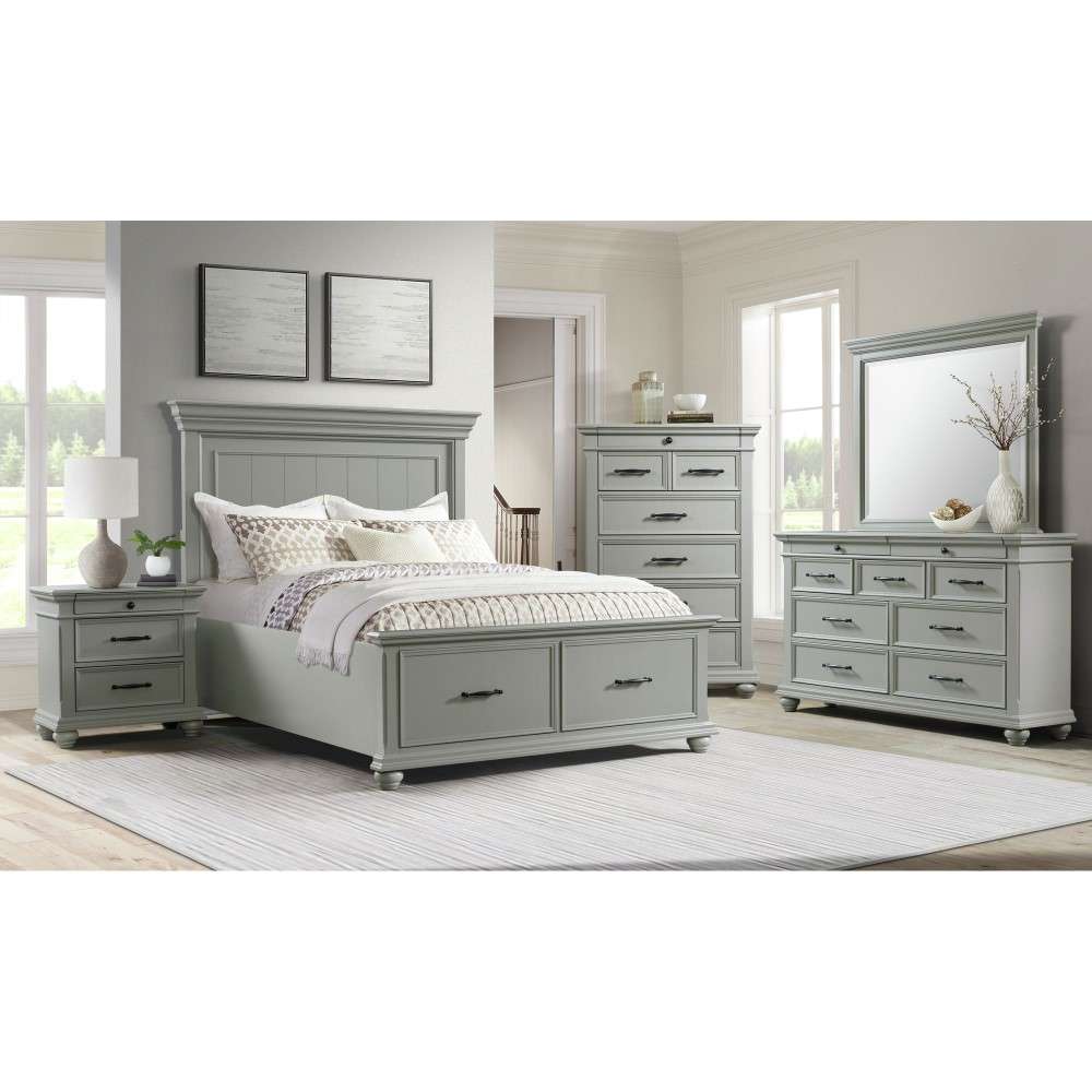 Picket House Furnishings - Brooks King Platform Storage 5PC Bedroom Set in Grey - SR350KB5PC veiw 5