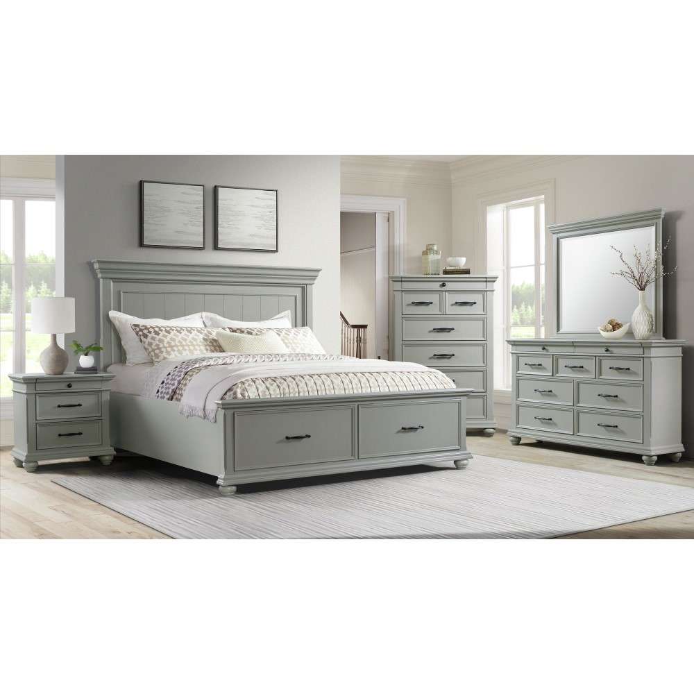 Picket House Furnishings - Brooks King Platform Storage Bed in Grey - SR350KB veiw 4