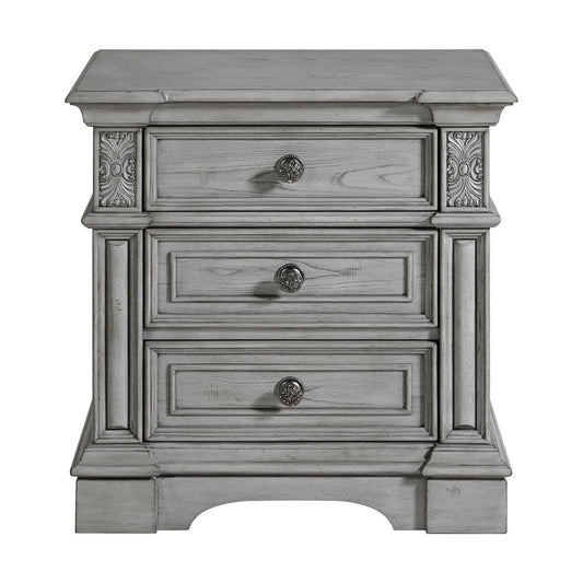 Picket House Furnishings - Brookstone 3-Drawer Nightstand with USB in Aged Grey - B-14210-3-NS veiw 2