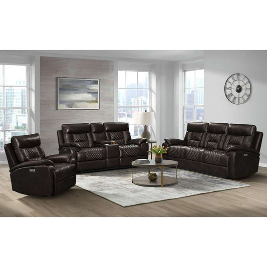 Picket House Furnishings - Campo Power Motion Loveseat with Power Motion Head Recliner & Console in Pebble Brown - U-4760-8200-285PP veiw 2