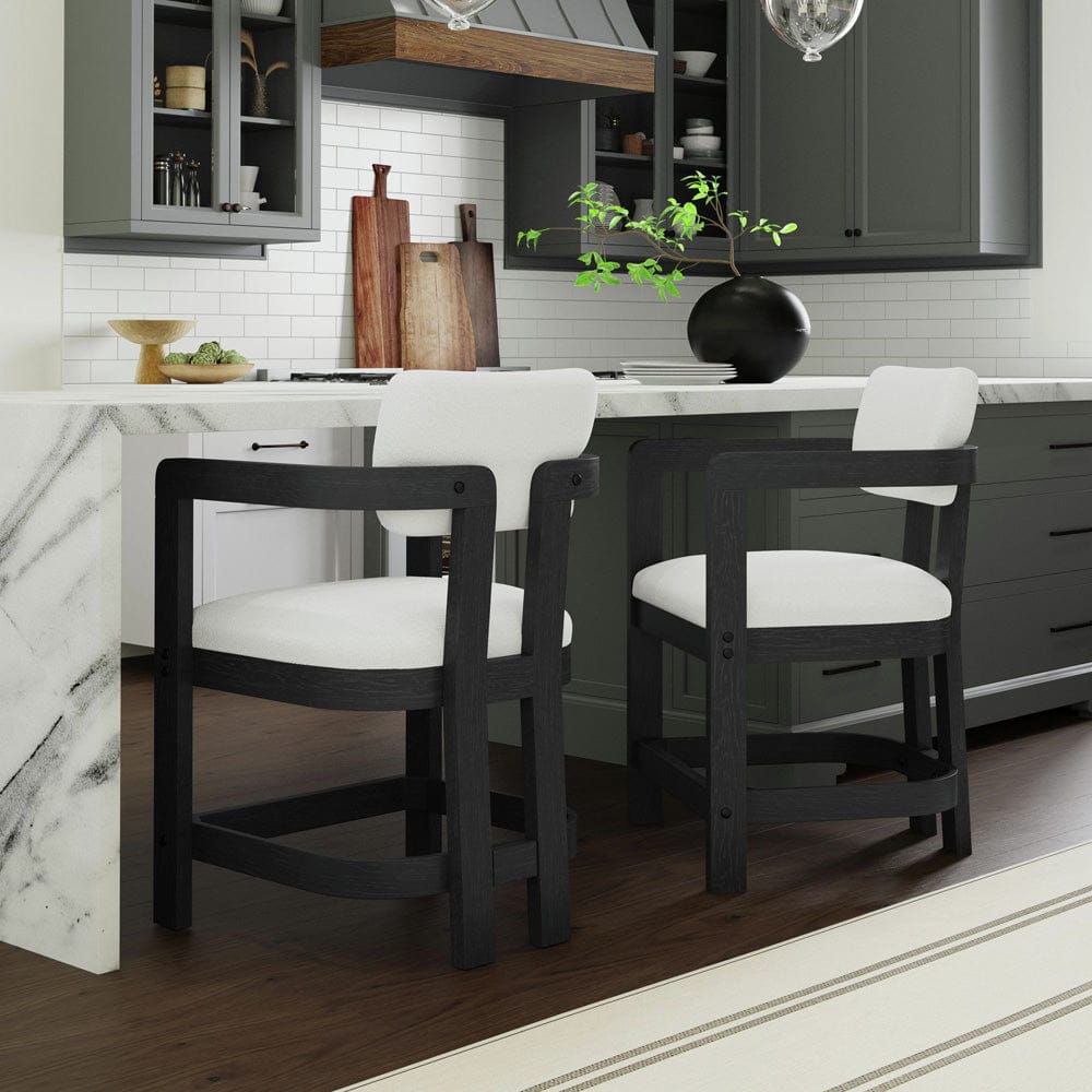 Picket House Furnishings - Canal Arm Counter Stool with White Fabric in Black Set of 2 - D-1710-8-CST3 view 8
