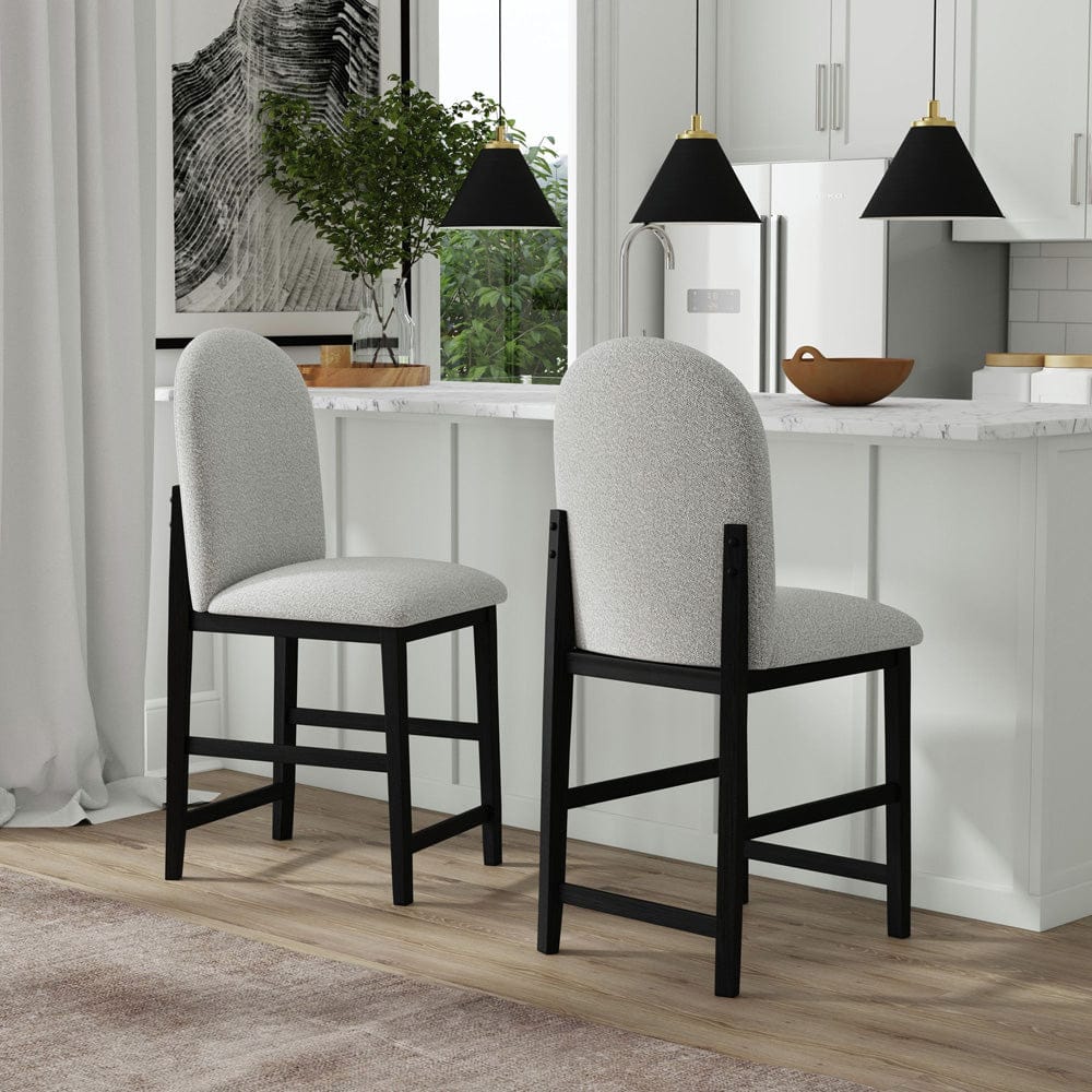 Picket House Furnishings - Canal Round Back Barstool with Grey Fabric in Black Set of 2 - D-1710-8-BST2 view 6