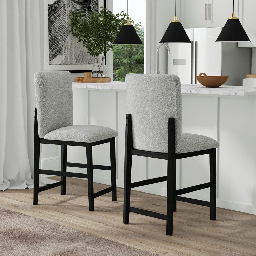 Picket House Furnishings - Canal Square Back Barstool with Grey Fabric in Black Set of 2 - D-1710-8-BST1 view 7