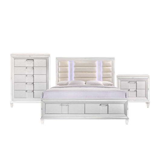 Picket House Furnishings - Charlotte King Storage 3PC Bedroom Set in White - TN700KB3PC veiw 2