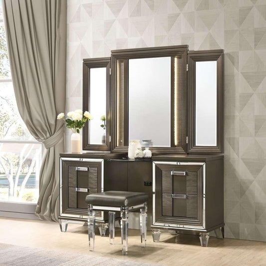 Picket House Furnishings - Charlotte Vanity Stool with Acrylic Leg - TN600VTNSTAL veiw 2