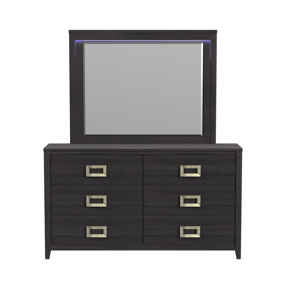 Picket House Furnishings - Chett Dresser and Mirror Set with LED in Black - B-15990-8-DRMR veiw 2