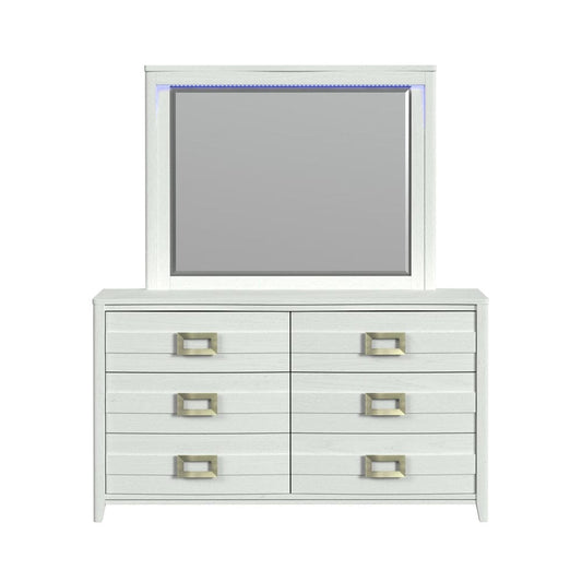 Picket House Furnishings - Chett Dresser and Mirror Set with LED in White - B-15990-7-DRMR view 2