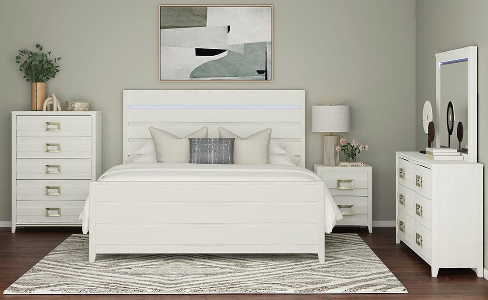 Picket House Furnishings - Chett Full 5PC Bedroom Set with LED in White - B-15990-7-FBL-5PC view 7