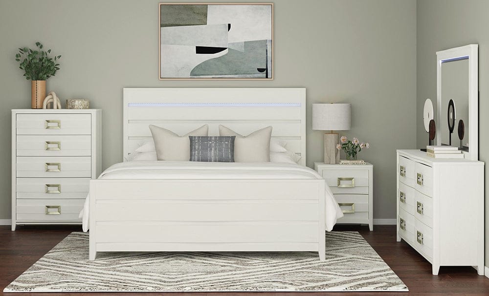 Picket House Furnishings - Chett King Bed with LED in White - B-15990-7-KBL view 4