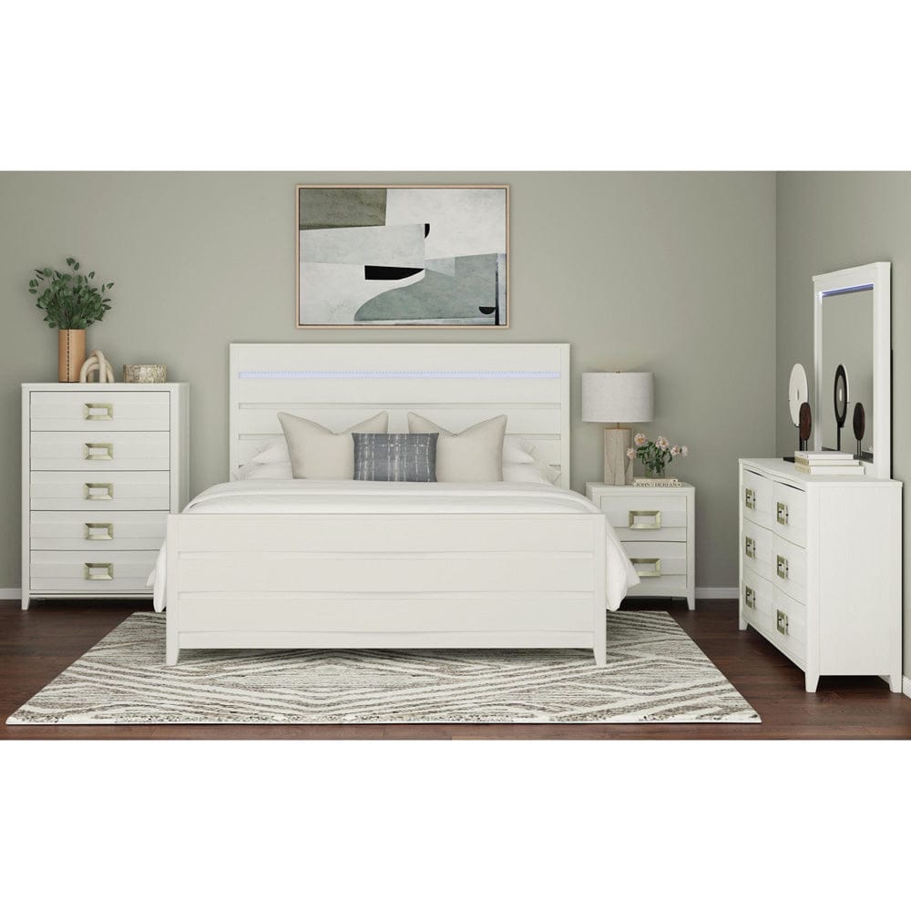 Picket House Furnishings - Chett Queen Bed with LED in White - B-15990-7-QBL view 4