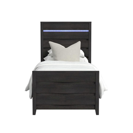 Picket House Furnishings - Chett Twin Bed with LED in Black - B-15990-8-TBL veiw 2