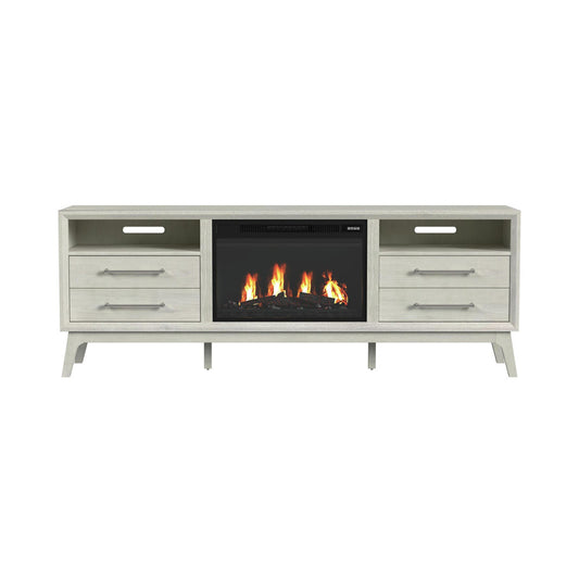 Picket House Furnishings - Clare KIT - 71" TV Console with Fireplace Insert in Almond - LA-13000-6-TV1FPK view 2